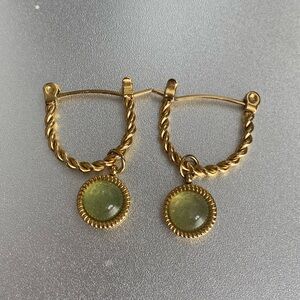 Elegant Gold and Green Earrings